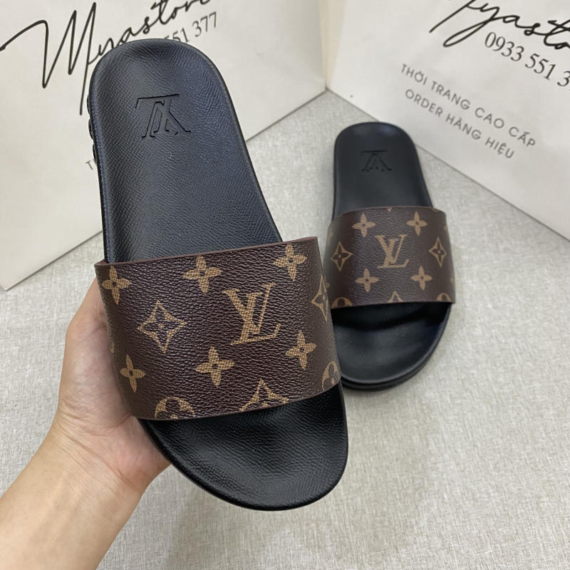 Dép nam Louis Vuitton màu nâu siêu cấp 1:1 trả khách