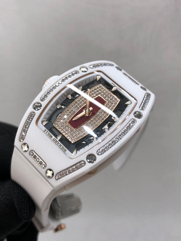 Đồng hồ Richard Mille Diamond trắng mặt đỏ siêu cấp 1:1