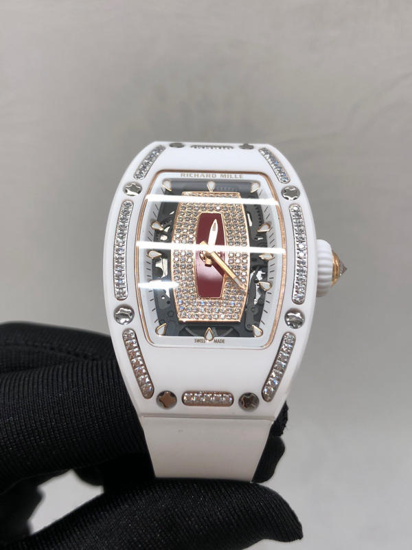 Đồng hồ Richard Mille Diamond trắng mặt đỏ siêu cấp 1:1