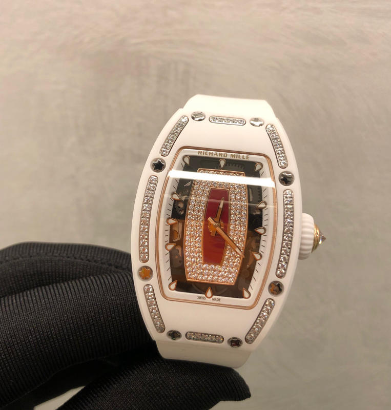 Đồng hồ Richard Mille Diamond trắng mặt đỏ siêu cấp 1:1