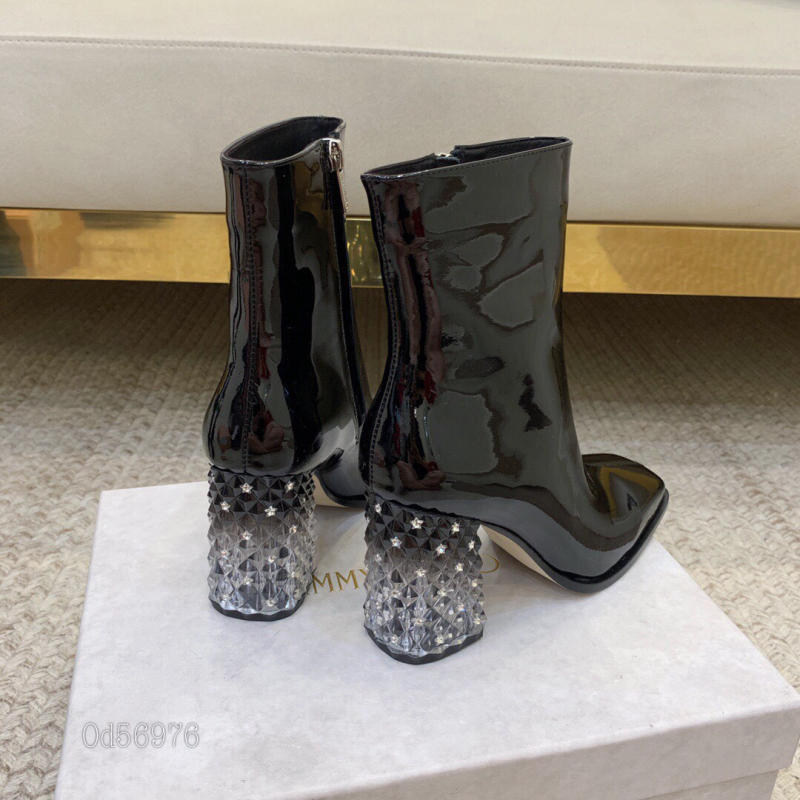 Giày Boot Jimmy Choo Classic Crystal Chunky Heel Booties siêu cấp 1:1