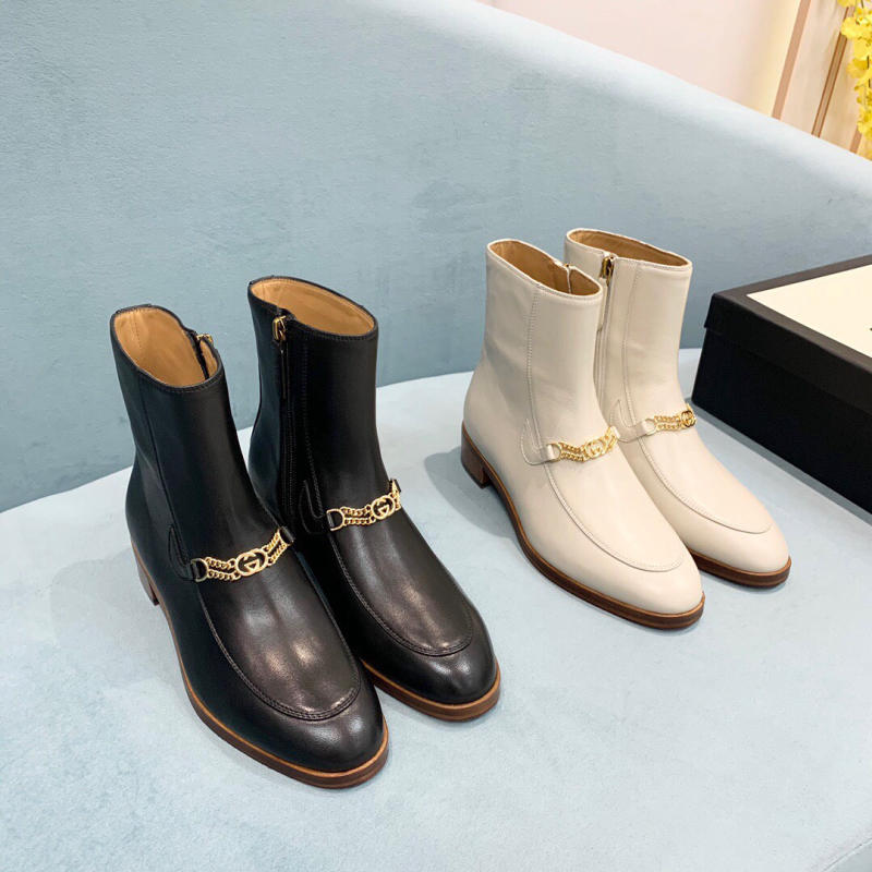 Giày nữ boot dây xích thu đông mới Gucci siêu cấp