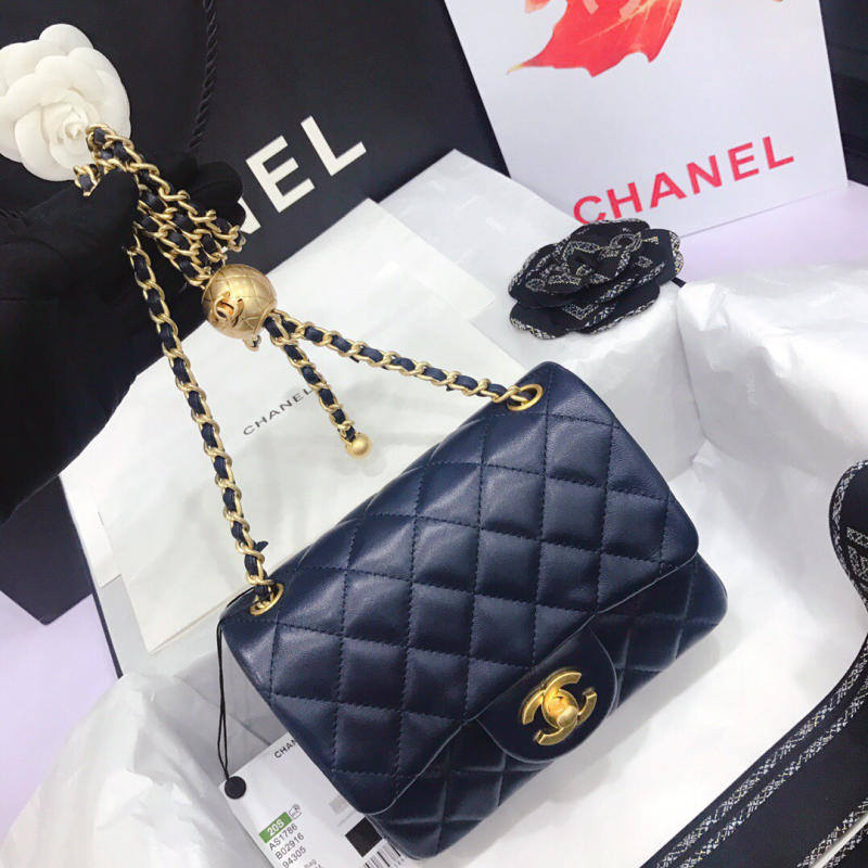 Túi Chanel mini bag Classic Flap siêu cấp màu xanh đen