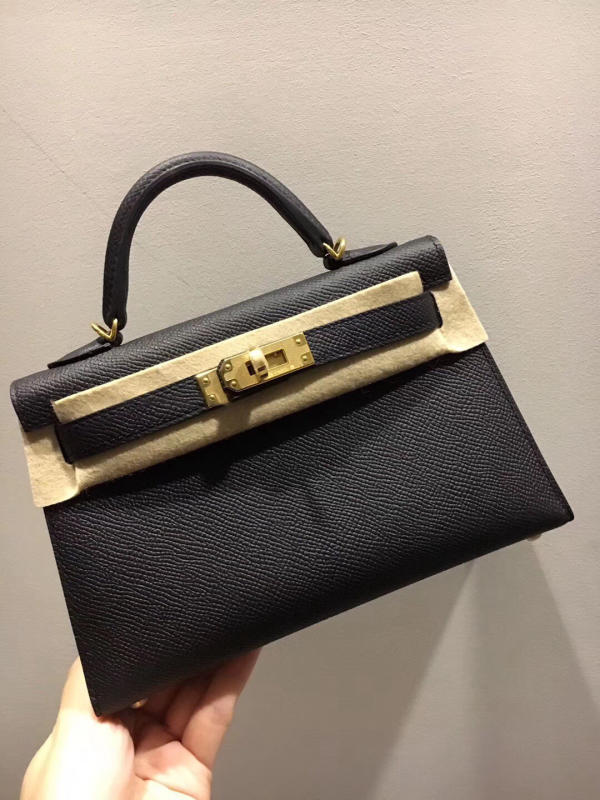 Túi Hermes Epsom Mini Kelly Size 19cm màu đen