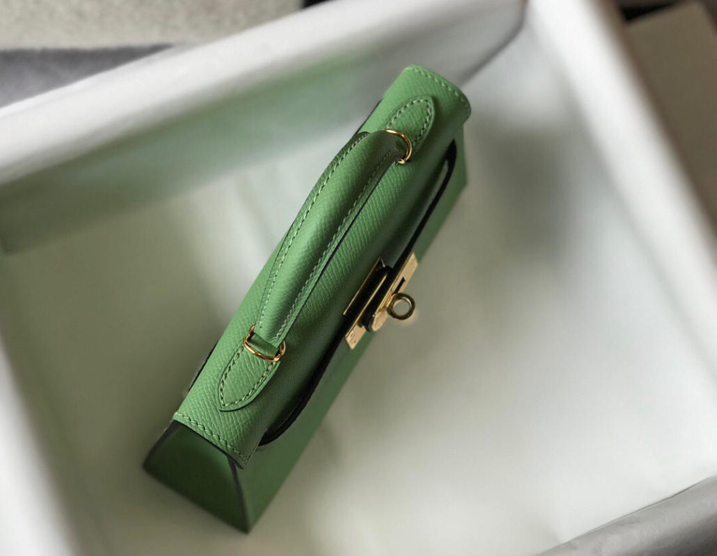 Túi Hermes kelly mini da bò màu xanh