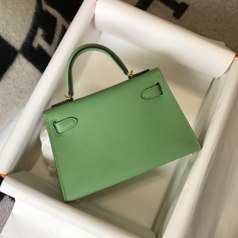 Túi Hermes kelly mini da bò màu xanh