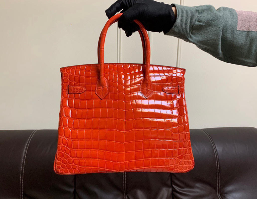 Túi Xách Hermes Birkin da cá sấu nguyên bản - Like auth màu đỏ