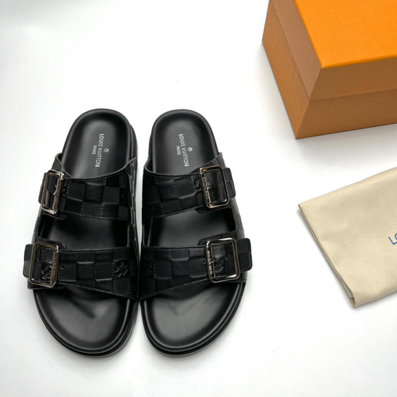 Déo sandal Louis Vuitton màu đen các mẫu siêu cấp 1:1