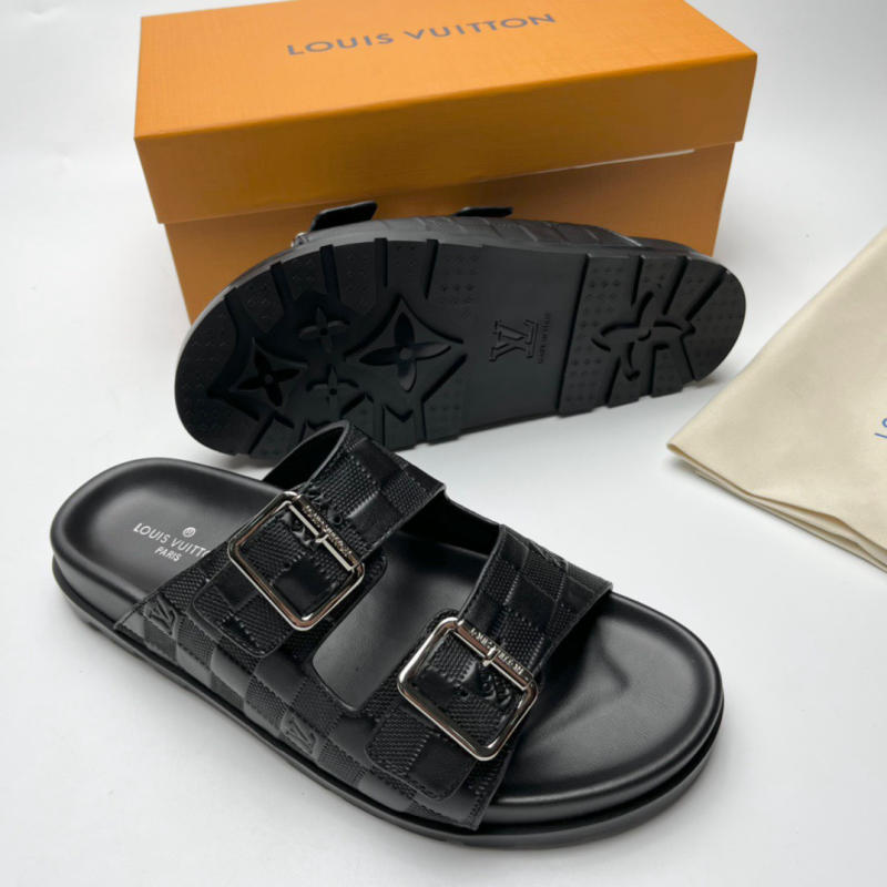 Déo sandal Louis Vuitton màu đen các mẫu siêu cấp 1:1