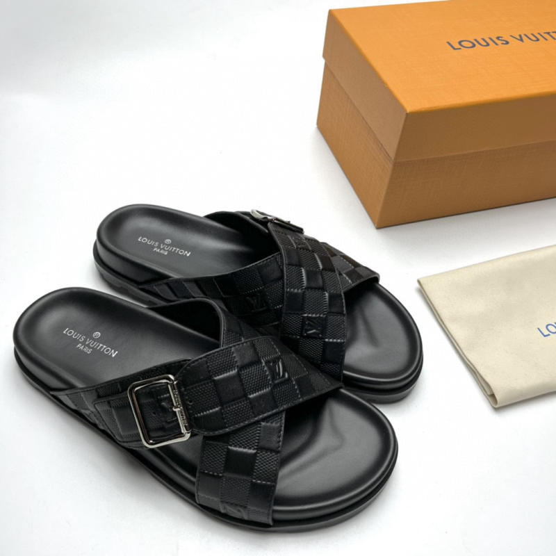 Déo sandal Louis Vuitton màu đen các mẫu siêu cấp 1:1