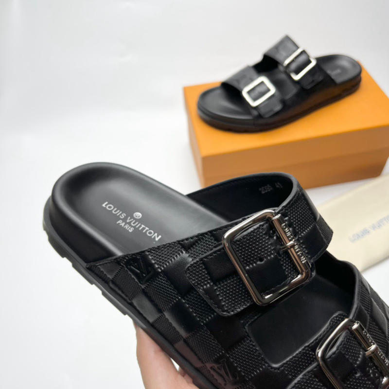 Déo sandal Louis Vuitton màu đen các mẫu siêu cấp 1:1