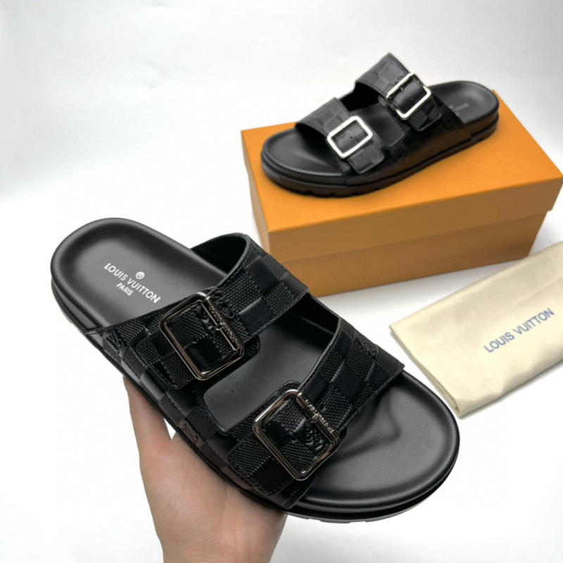 Déo sandal Louis Vuitton màu đen các mẫu siêu cấp 1:1