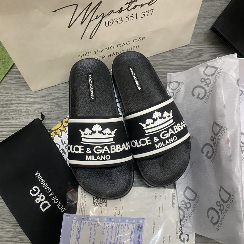 Dép Dolce & Gabbana D&G màu đen siêu cấp về trả khách