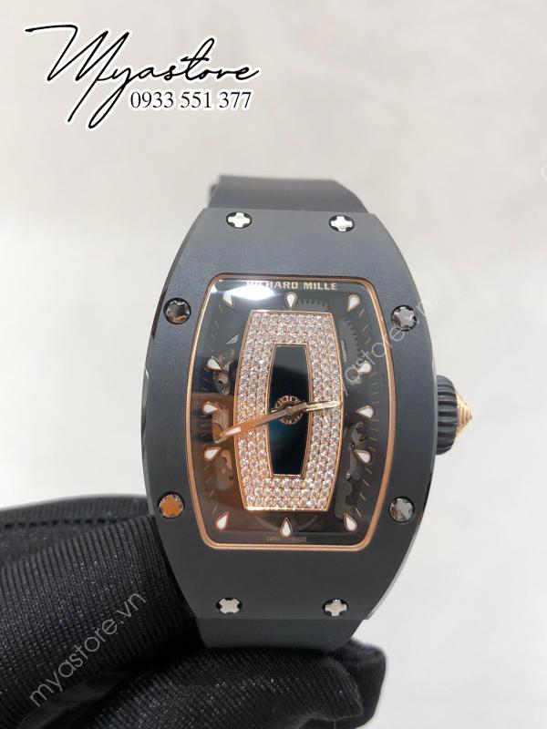 Đồng hồ Richard Mille Diamond đen mặt đen siêu cấp 1:1