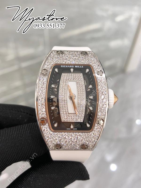 Đồng hồ Richard Mille Diamond trắng mặt trắng siêu cấp 1:1