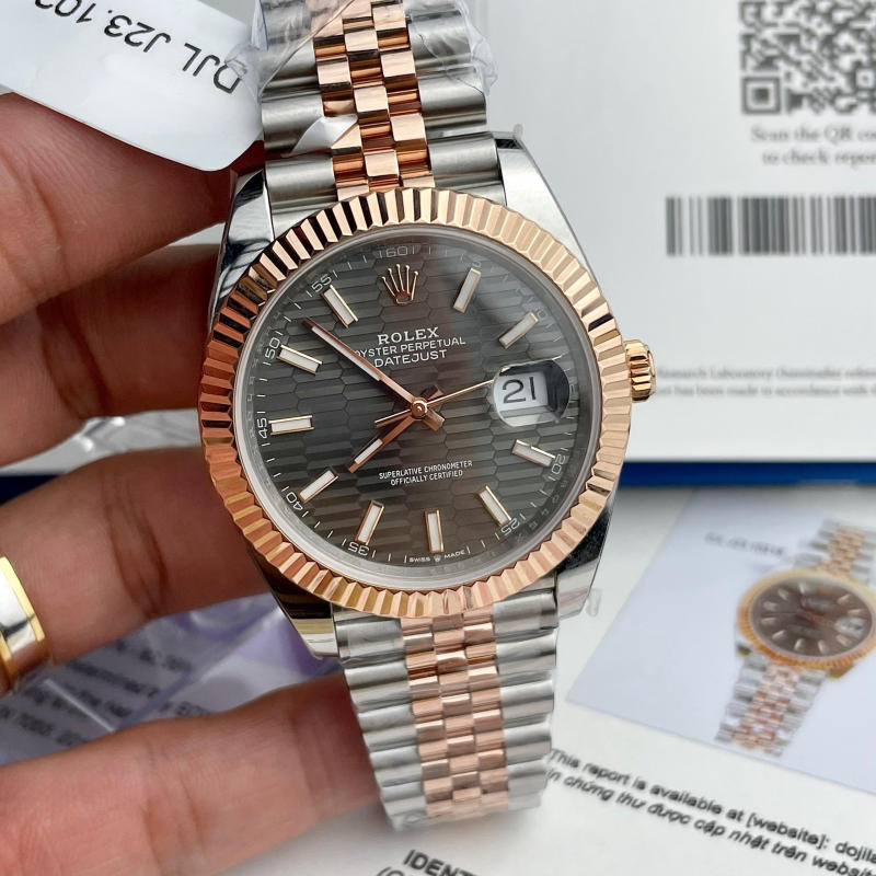 Đồng hồ Rolex Datejust Mặt Số Xám Đậm Vân Gấp Nếp siêu cấp 1:1