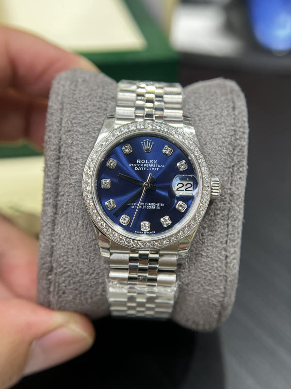 Đồng hồ RoLex EW 31mm xanh kim cương siêu cấp 1:1