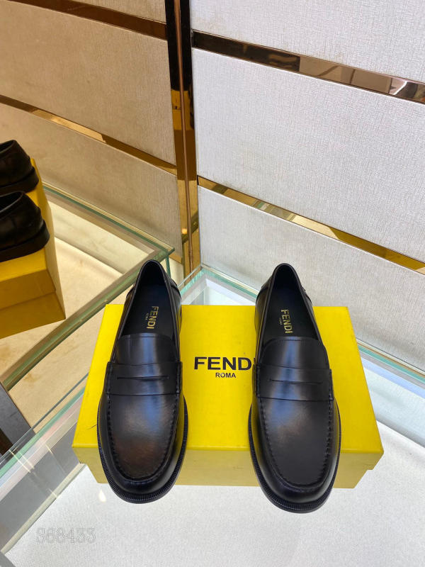 Giày nam công sở nam Fendi đen trơn siêu cấp 1:1