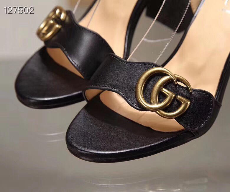 Giày Sandal Gucci cao 5cm màu đen size 38