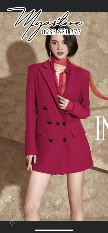Set áo vest blazer nữ màu hồng cánh sen thiết kế cao cấp
