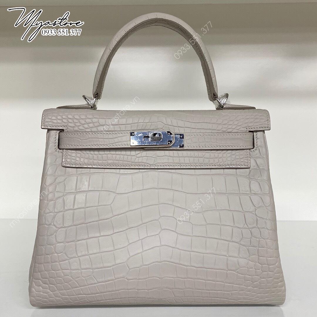 Túi Hermes Kelly da cá sấu size 28cm khâu tay 50%