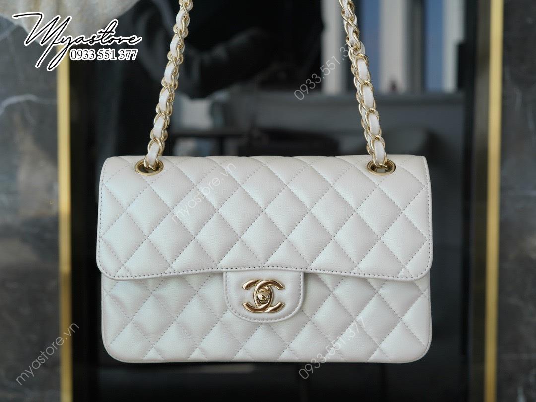 Túi xách Chanel Classic like auth size 23cm màu trắng