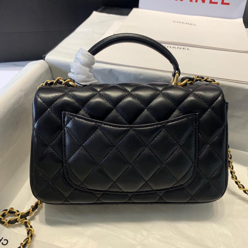 Túi xách Chanel Mini Flap Bag with Top Handle siêu cấp màu đen