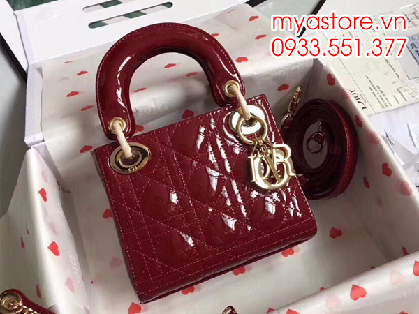 Túi xách nữ Dior Lady siêu cấp size: 17x15x7cm (Đỏ)