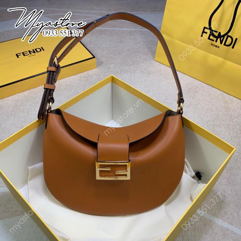 Túi xách nữ Fendi Croissant Crescent Pack like auth màu caramel 