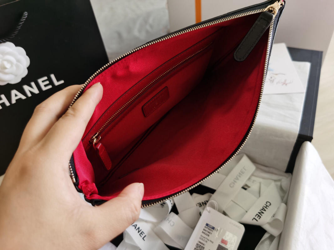 Ví Clutch Chane l 19 series Chanel siêu cấp màu đen size 28cm